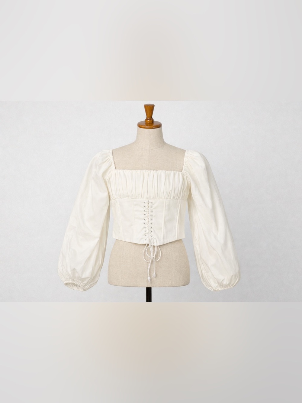 Princess Polly White Lace Up Corset Top Puff Sleeve Crop Blouse US 6 - Picture 2 of 13